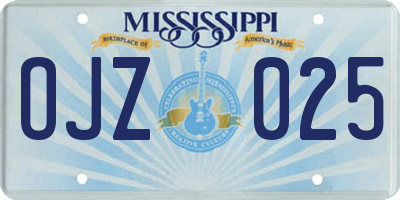 MS license plate OJZ025