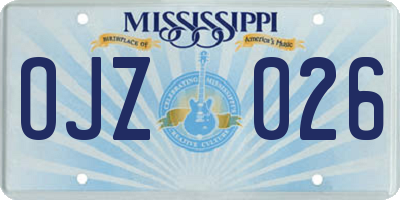 MS license plate OJZ026