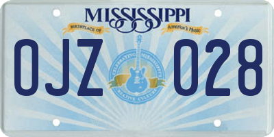 MS license plate OJZ028