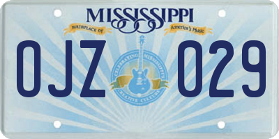 MS license plate OJZ029