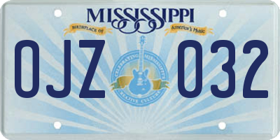 MS license plate OJZ032