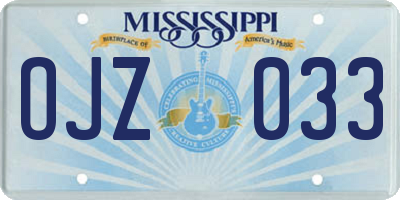 MS license plate OJZ033