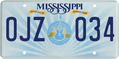 MS license plate OJZ034