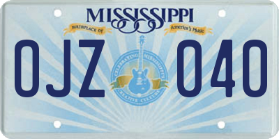 MS license plate OJZ040