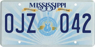 MS license plate OJZ042