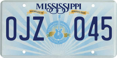 MS license plate OJZ045