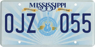MS license plate OJZ055