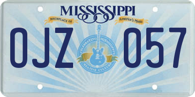 MS license plate OJZ057