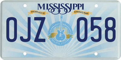 MS license plate OJZ058