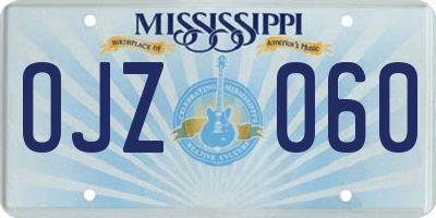 MS license plate OJZ060