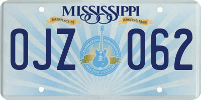 MS license plate OJZ062