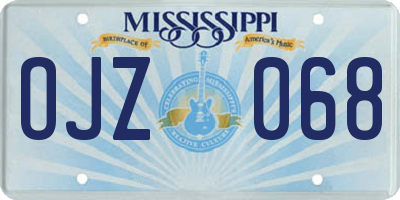 MS license plate OJZ068