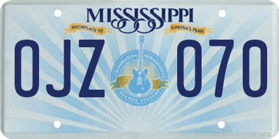 MS license plate OJZ070