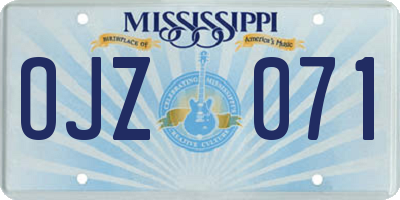 MS license plate OJZ071