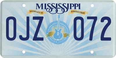 MS license plate OJZ072