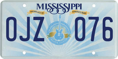 MS license plate OJZ076