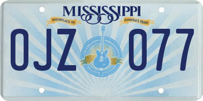 MS license plate OJZ077