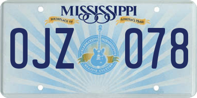 MS license plate OJZ078
