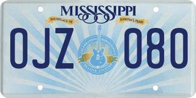 MS license plate OJZ080