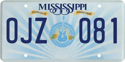 MS license plate OJZ081