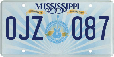 MS license plate OJZ087
