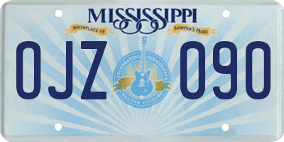 MS license plate OJZ090