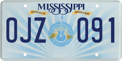 MS license plate OJZ091