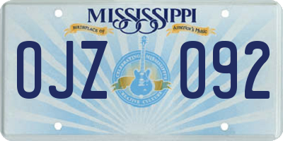 MS license plate OJZ092