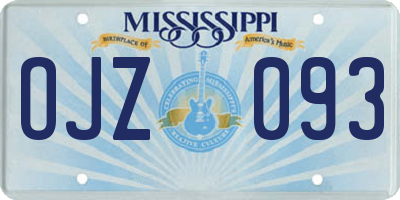 MS license plate OJZ093