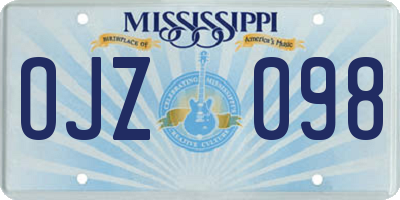 MS license plate OJZ098