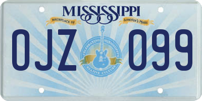 MS license plate OJZ099