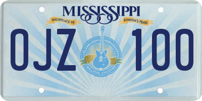 MS license plate OJZ100
