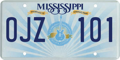 MS license plate OJZ101
