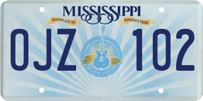 MS license plate OJZ102