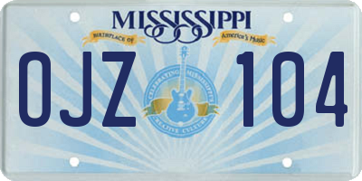 MS license plate OJZ104