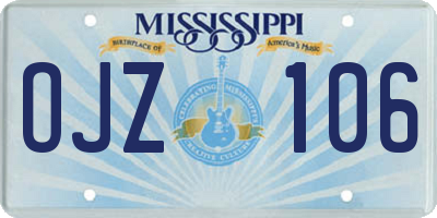 MS license plate OJZ106