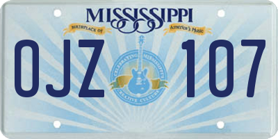 MS license plate OJZ107