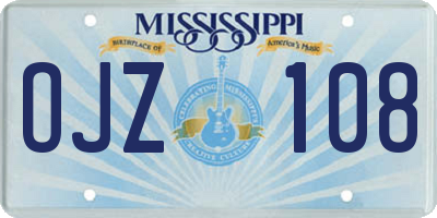 MS license plate OJZ108