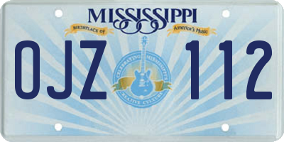 MS license plate OJZ112