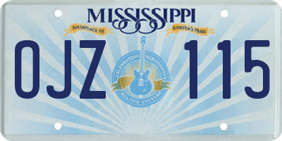 MS license plate OJZ115