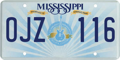 MS license plate OJZ116
