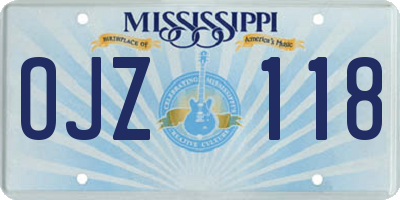 MS license plate OJZ118