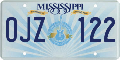 MS license plate OJZ122