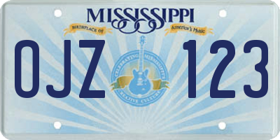 MS license plate OJZ123