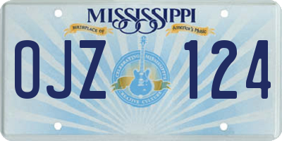 MS license plate OJZ124