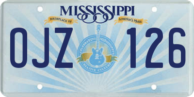 MS license plate OJZ126