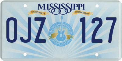 MS license plate OJZ127
