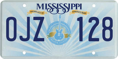 MS license plate OJZ128