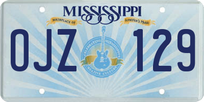 MS license plate OJZ129
