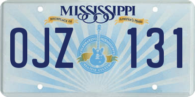 MS license plate OJZ131